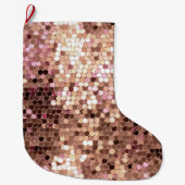 Stijlvolle Glam Roos Gold Blush Roze Confetti Grote Kerstsok (Voorkant)