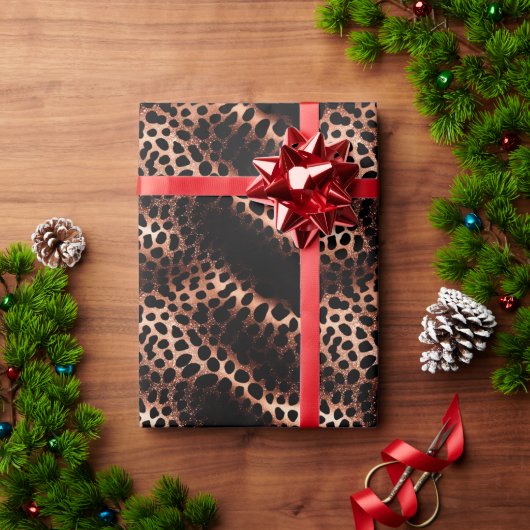 Stijlvolle Glam Roos Gold Blush Roze Leopard Spark Cadeaupapier (Feestdagen Geschenken)