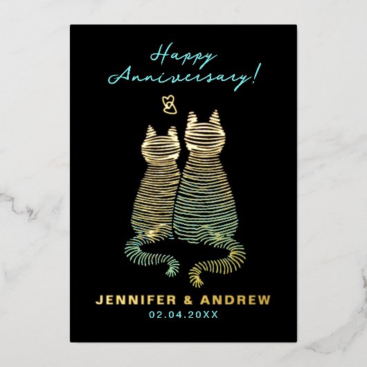 Stijlvolle Glam Schattige Jubileum Gradient Blue C Folie Uitnodiging (Voorkant)