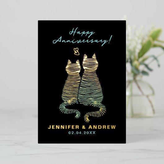 Stijlvolle Glam Schattige Jubileum Gradient Blue C Folie Uitnodiging (Staand Voorkant)