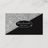 Stijlvolle Glam Sparkle Zilver Zwart Visitekaartje (Voorkant)