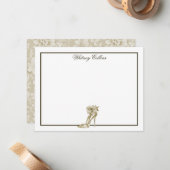 Stijlvolle Glam Stiletto Aangepaste naam Notitiekaartje (Voorkant / Achterkant in situ)