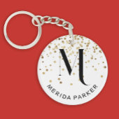 Stijlvolle Glam Wit Goud Glitter Initiaal Monogram Sleutelhanger