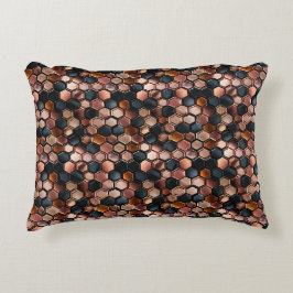 Stijlvolle Glam Zwart Roos Gouden Tegels Accent Kussen