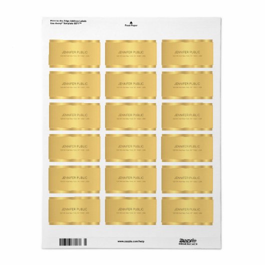 Stijlvolle Glamor Gold Elegant Sjabloon Shipping Etiket (Full Sheet)