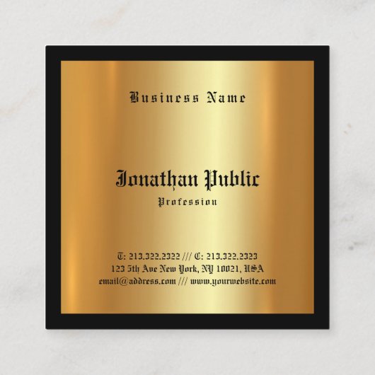 Stijlvolle Glamour Gold Professional Abstract Plai Vierkante Visitekaartje (Achterkant)
