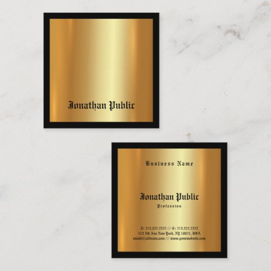 Stijlvolle Glamour Gold Professional Abstract Plai Vierkante Visitekaartje (Voorkant / Achterkant)