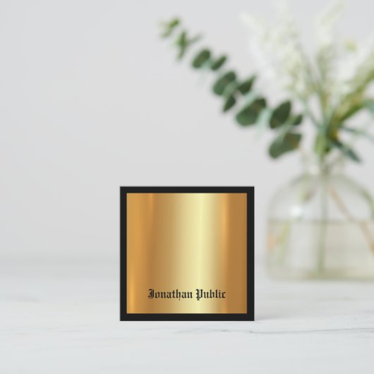 Stijlvolle Glamour Gold Professional Abstract Plai Vierkante Visitekaartje (Staand voorkant)