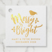 Stijlvolle glamour vrolijk en heldere kerstvogel t bedankjes labels (Voorkant)