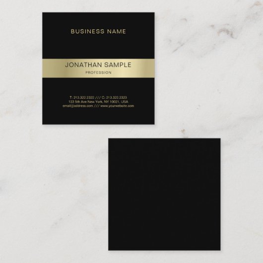 Stijlvolle Glamoureuze Gouden Moderne Luxe Plain Vierkante Visitekaartje (Voorkant / Achterkant)
