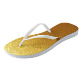 Stijlvolle Glinsterende Gouden Glitter & Glans Teenslippers (Schuin)