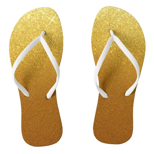 Stijlvolle Glinsterende Gouden Glitter & Glans Teenslippers (Voetbed)