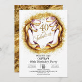 Stijlvolle Glitter Digitaal Goud 40e Verjaardag Kaart (Voorkant / Achterkant)