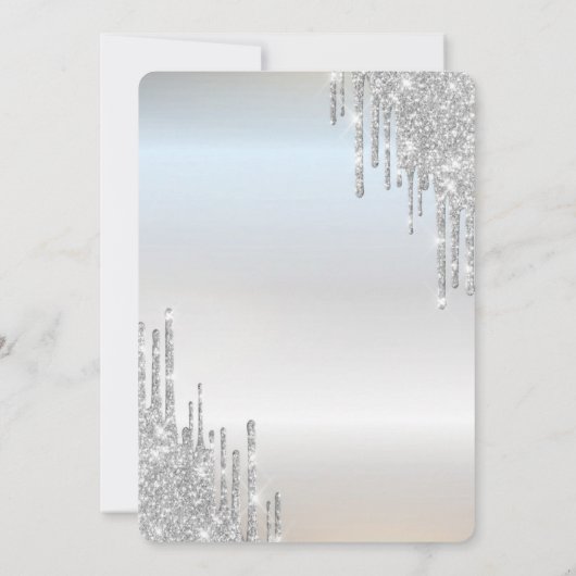 Stijlvolle Glitter Drift Balloons Silver Retiremen Kaart (Achterkant)