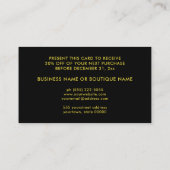 Stijlvolle Glitter Faux Gold Leopard Coupon Kaart Visitekaartje (Achterkant)