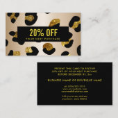 Stijlvolle Glitter Faux Gold Leopard Coupon Kaart Visitekaartje (Voorkant / Achterkant)