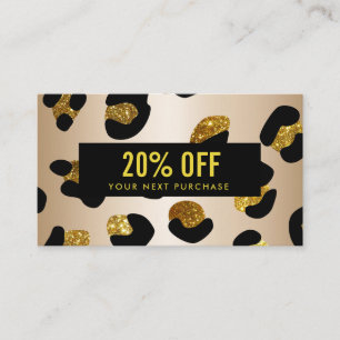 Stijlvolle Glitter Faux Gold Leopard Coupon Kaart Visitekaartje