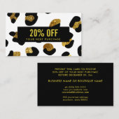 Stijlvolle Glitter Gold White Leopard Coupon Kaart Visitekaartje (Voorkant / Achterkant)