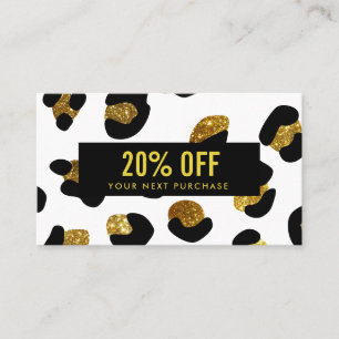 Stijlvolle Glitter Gold White Leopard Coupon Kaart Visitekaartje