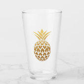 Stijlvolle Glitter Gouden Ananas Glas (Voorkant)
