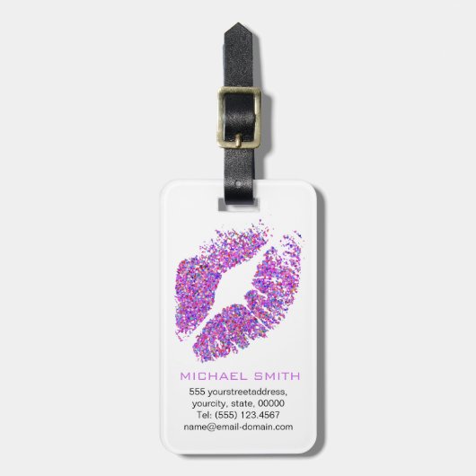 Stijlvolle glitter Lips #11 Bagagelabel (Voorkant verticaal)