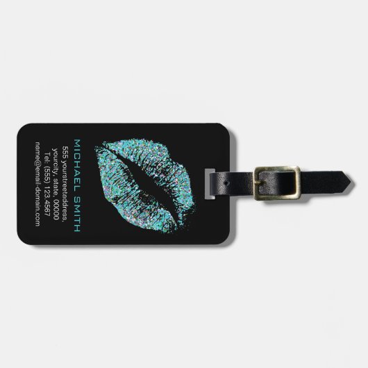 Stijlvolle glitter Lips #29 Bagagelabel (Voorkant horizontaal)