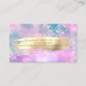 Stijlvolle Glitter Lotus Brush Stroke Holographic Visitekaartje (Achterkant)
