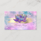 Stijlvolle Glitter Lotus Brush Stroke Holographic Visitekaartje (Voorkant)