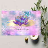 Stijlvolle Glitter Lotus Brush Stroke Holographic Visitekaartje