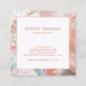 Stijlvolle Glitter Marmer Roze Rose Goud Haar Styl Vierkante Visitekaartje (Achterkant)