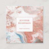 Stijlvolle Glitter Marmer Roze Rose Goud Haar Styl Vierkante Visitekaartje (Voorkant)