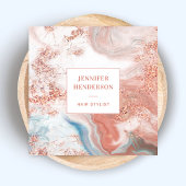 Stijlvolle Glitter Marmer Roze Rose Goud Haar Styl Vierkante Visitekaartje