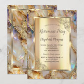 Stijlvolle Glitter Pearl Marble Pensioen Kaart (Voorkant / Achterkant)