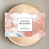 Stijlvolle Glitter Pink Rose Gold & Black Typograf Visitekaartje