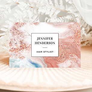 Stijlvolle Glitter Pink Rose Gold & Black Typograf Visitekaartje
