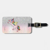 Stijlvolle glitterschittering, regenboog eenhoorn, bagagelabel (Voorkant horizontaal)