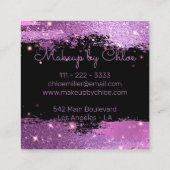 Stijlvolle Glittery Magenta en Black Make-up Artis Vierkante Visitekaartje (Achterkant)