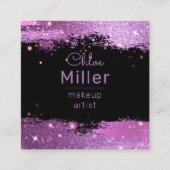 Stijlvolle Glittery Magenta en Black Make-up Artis Vierkante Visitekaartje (Voorkant)