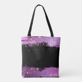 Stijlvolle Glittery Magenta en zwarte naam en mono Tote Bag (Achterkant)