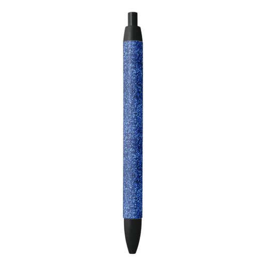 Stijlvolle Glitzy Blue Sequin Sparkles Zwarte Inkt Pen (Voorkant Verticaal)