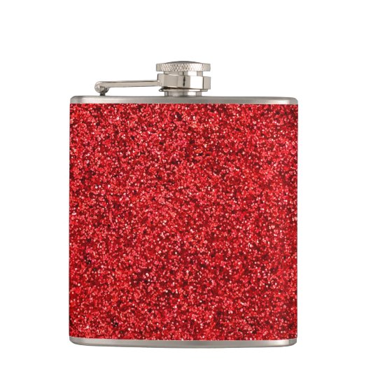 Stijlvolle Glitzy Red Sequin Sparkles Heupfles (Voorkant)