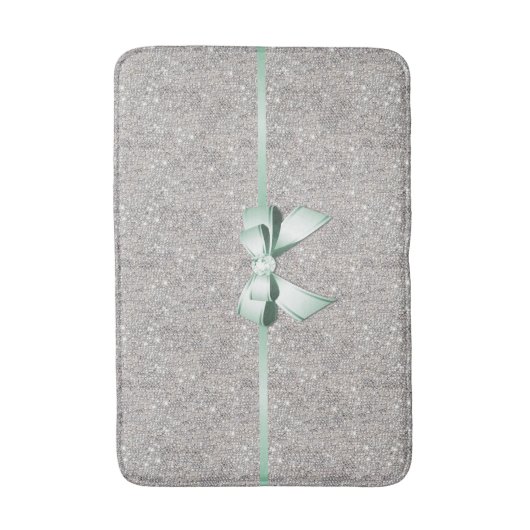 Stijlvolle Glitzy Sequins, Mint Bow & Ribbon Badmat (Voorkant Verticaal)