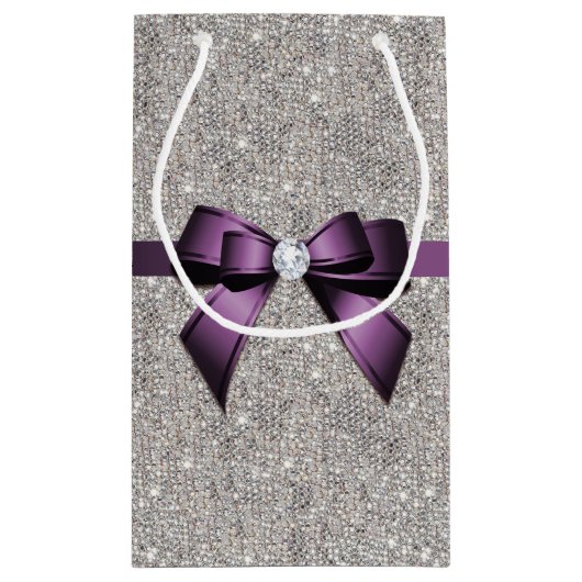 Stijlvolle Glitzy Sequins, Paarse Bow en lint Klein Cadeauzakje (Achterkant)