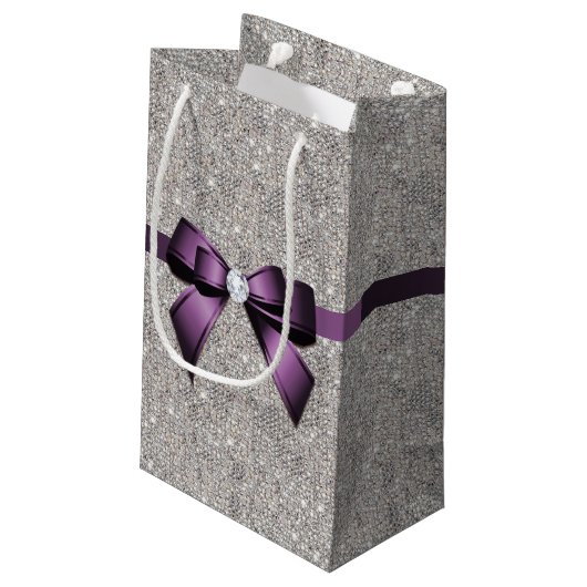 Stijlvolle Glitzy Sequins, Paarse Bow en lint Klein Cadeauzakje