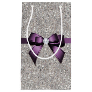 Stijlvolle Glitzy Sequins, Paarse Bow en lint Klein Cadeauzakje