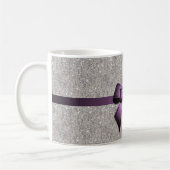 Stijlvolle Glitzy Sequins, Paarse Bow en lint Koffiemok (Links)