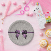 Stijlvolle Glitzy Sequins, Paarse Bow en lint Papieren Bordje (Feest)