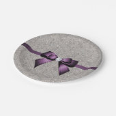 Stijlvolle Glitzy Sequins, Paarse Bow en lint Papieren Bordje (Gekanteld)