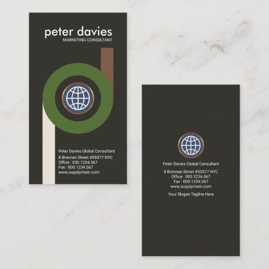 Stijlvolle Global Circle Import Link Marketing Visitekaartje (Voorkant / Achterkant)