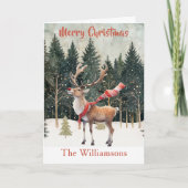 Stijlvolle goed geklede Waterverf rendier tree aut Kaart (Voorkant)